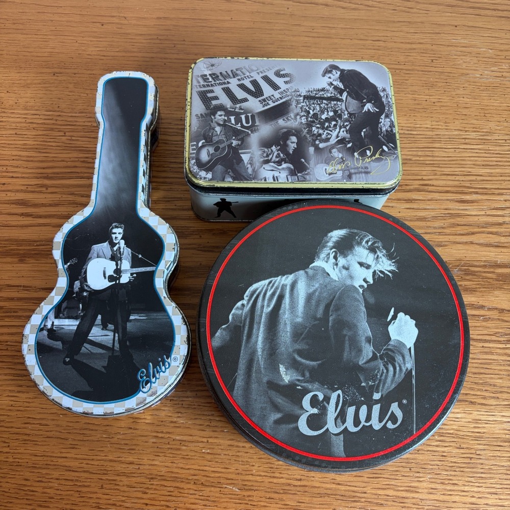 Elvis Presley Vintage Collectible Metal Tins Set of 3